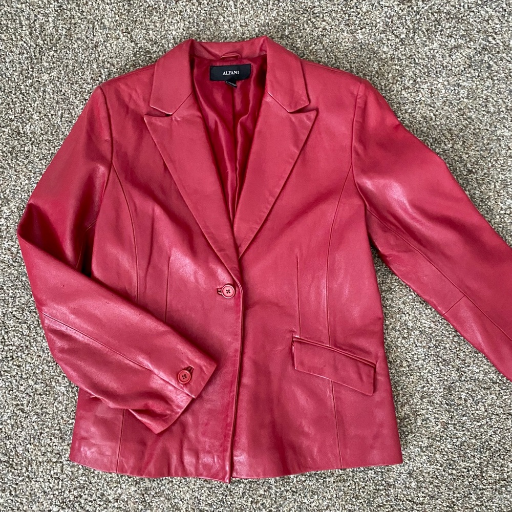 Alfani Women's Red Leather Blazer — like new